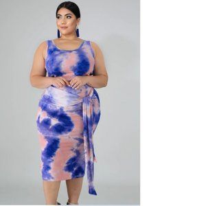 Plus Size Tie Dye 2pc Skirt Set